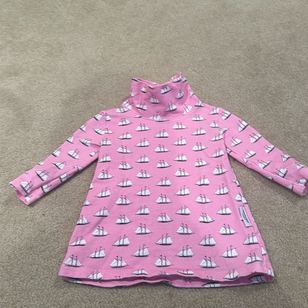 Pink Sailboat Print Kids Turtleneck Tunic
